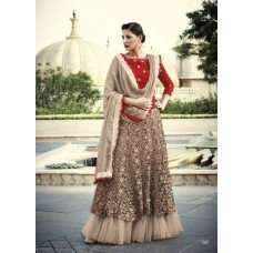 HR7322 Red and Light Brown Heroine Nargis Fakhri Wedding Wear Dress